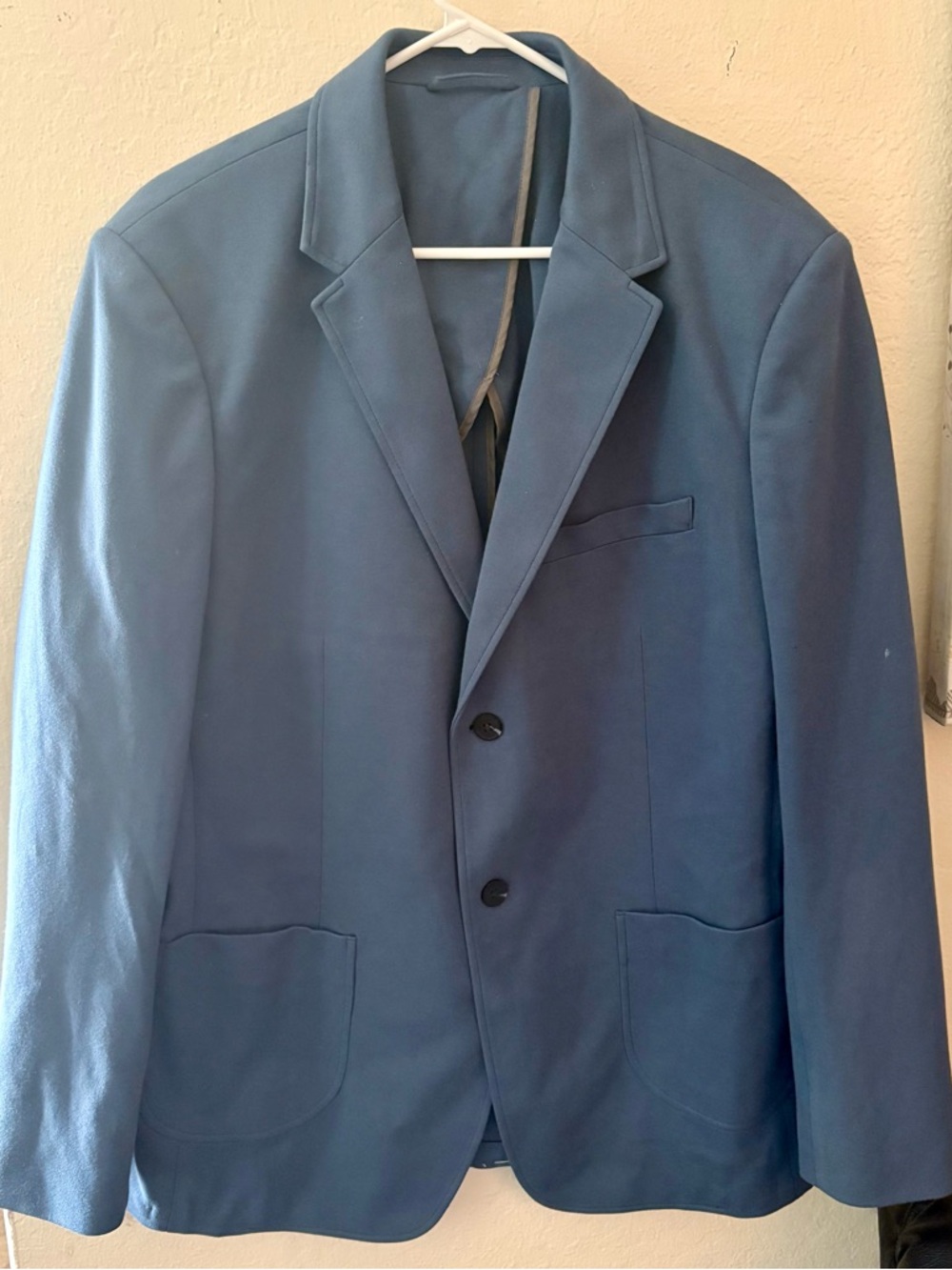 Men's Light Blue Artefact Pea Coat - Tailored Single-Breasted Jacket size XL